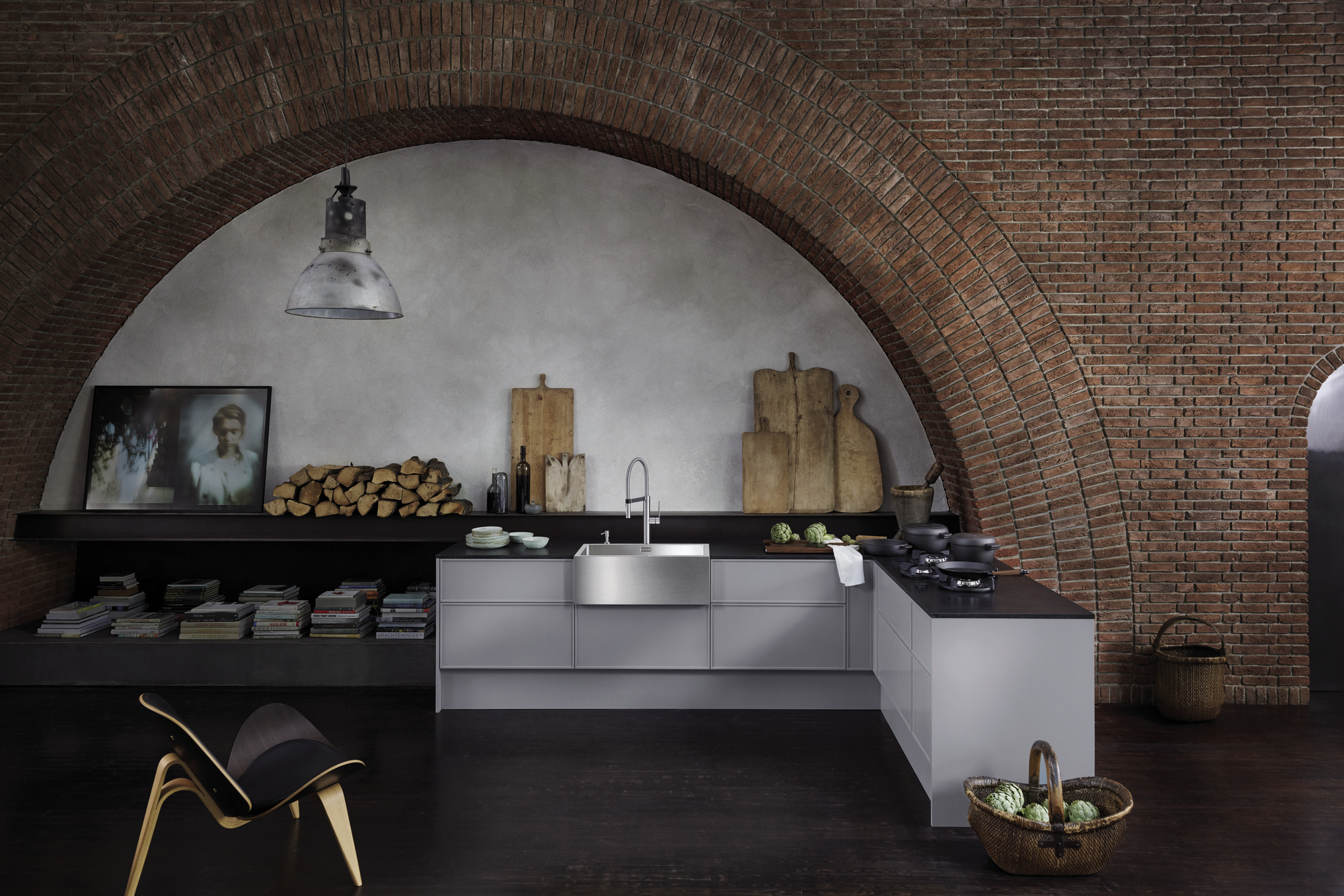 a modern stainless steel kitchen with a BLANCO CRONOS sink