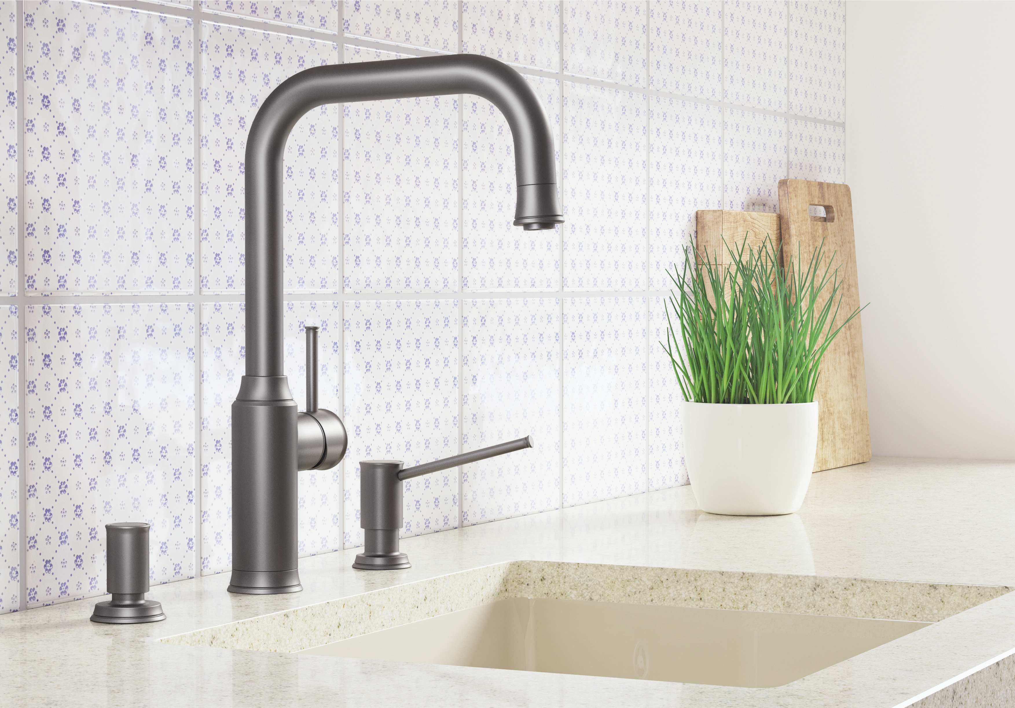 BLANCO soap dispensers come in designs to match the kitchen mixer tap, and can be colour coordinated